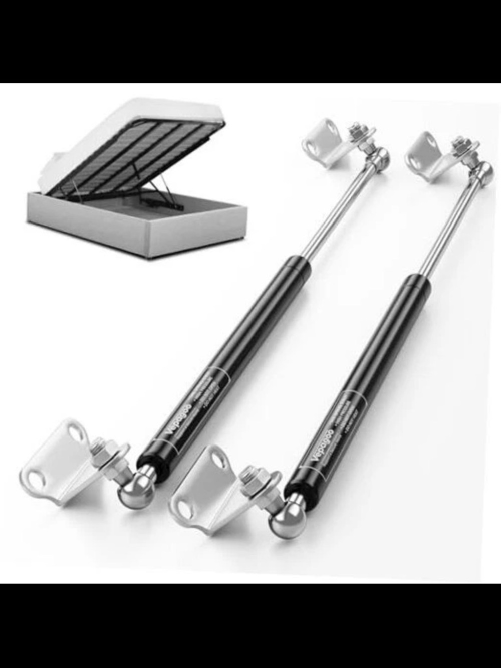 Source Unknown Black and Silver Hydraulic Lift Supports for Storage Bed